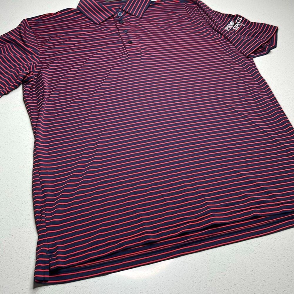 G/Fore Poppy Striped Performance Golf Polo Mens XL Left sleeve logo